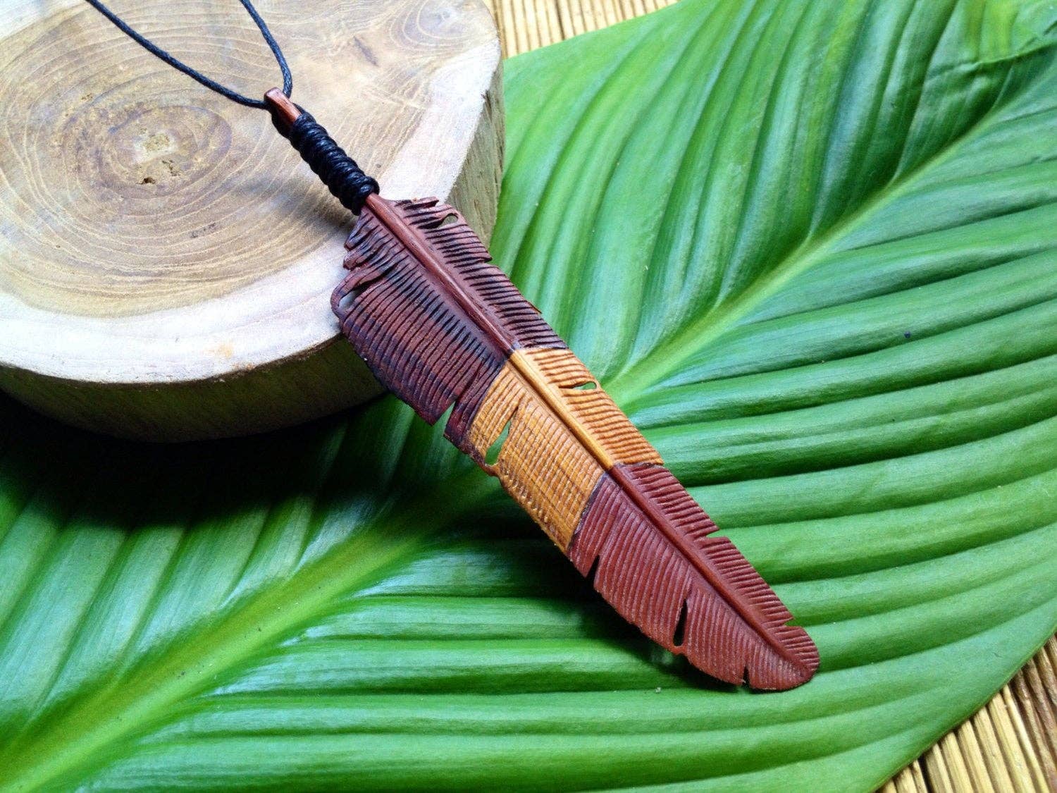 Feather Tribe - Wholesale Individual charm/pendant - WHOLESALE 10 x Medium Triple-Colour Flight Feather Pendant3