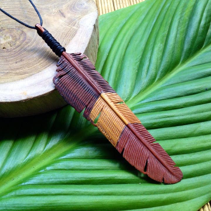 Feather Tribe - Wholesale Individual Charm/Pendant - WHOLESALE 10 x Medium Triple-Colour Flight Feather Pendant3