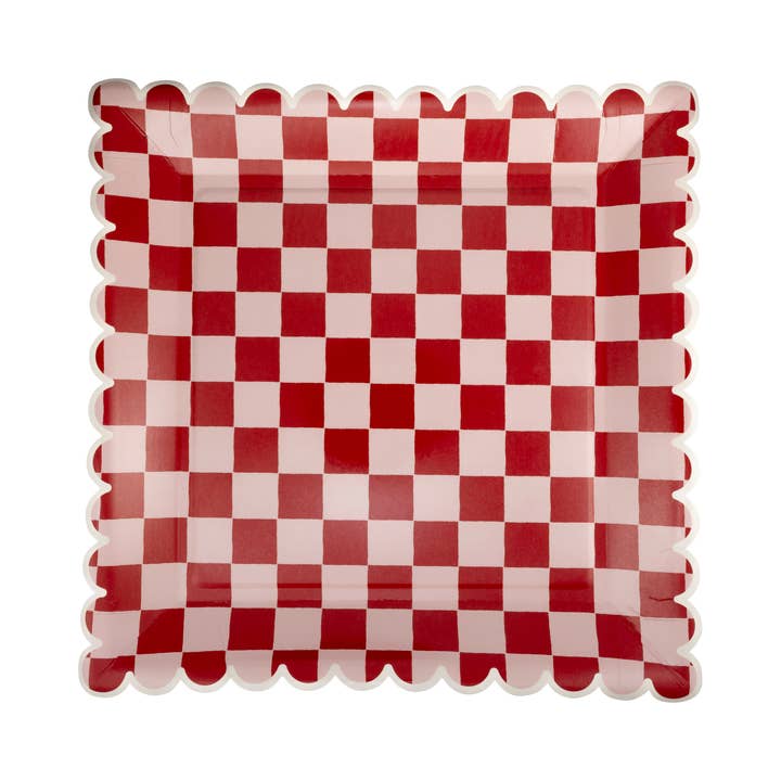 BEC1143 - Pink and Red Checked Paper Plates for wholesale by My Mind’s Eye