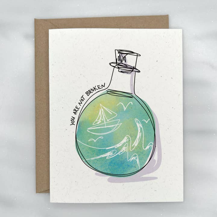 You Are Not Broken - Mental Health Greeting Card for wholesale by Lemon Doodle