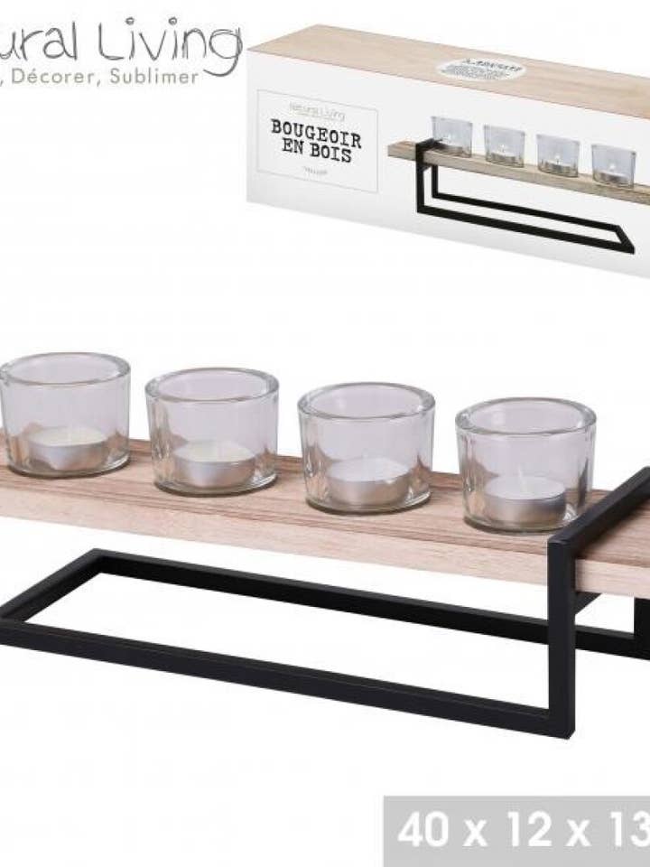 Tealight Holder m/Træ/Metal Støtte for engroshandel hos AUM Fragrances