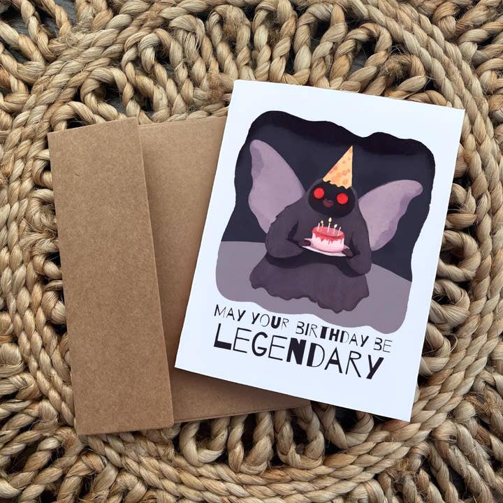 Cryptic Paper Co. - Wholesale Birthday Card - Mothman Cryptid Funny Birthday Card1