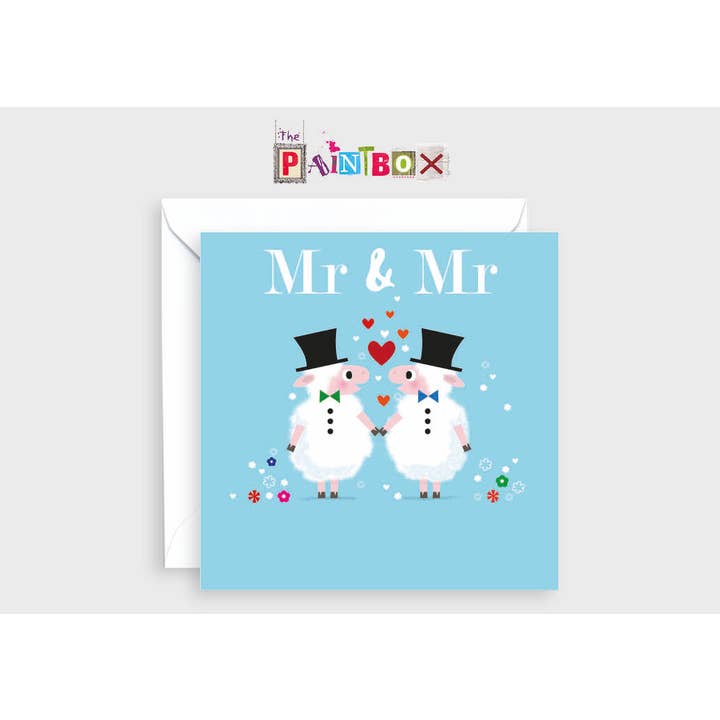 Sr. & Sr. Welsh Cartões de Felicitações x6 - Ovelhas a casar-se por atacado de The Paintbox