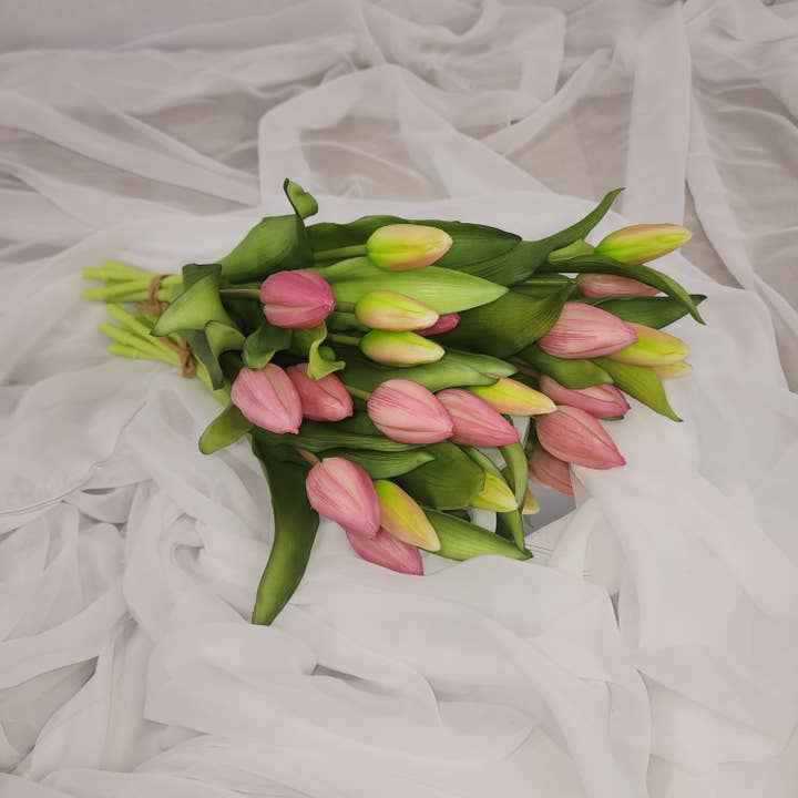 Realistic Artificial Flowers - Wholesale Artificial Flowers - Pink Real Touch Tulip Bunch - Realistic Artificial Flowers2