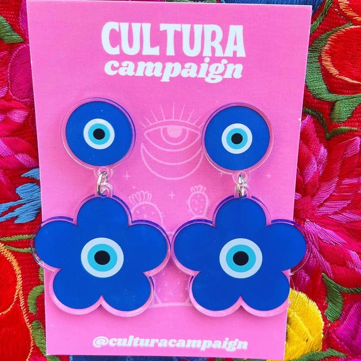 Evil Eye Flower Earrings for wholesale by Cultura Campaign