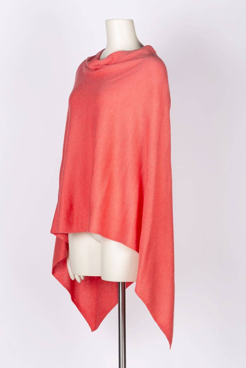 Dolma - Vendita all'ingrosso Poncho - Donna - Poncho in cashmere Corallo2