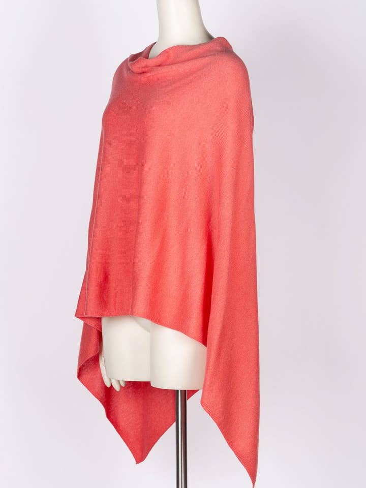 Dolma - Wholesale Poncho - Women's - Cashmere Poncho Coral2