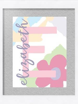 Mighty Monogram with Flower, Pink - Wall Print for wholesale by Mighty Violet Design