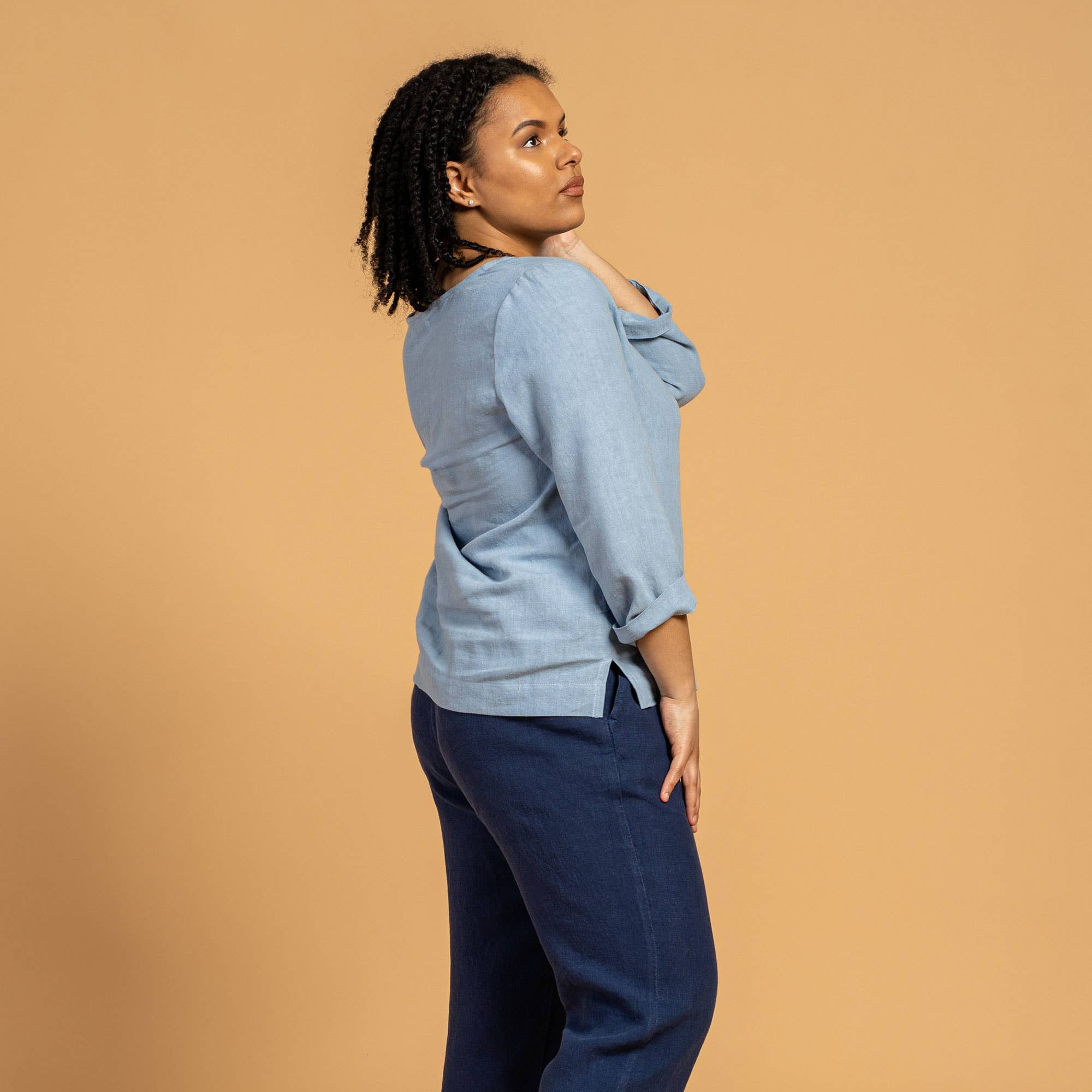 menique - Wholesale Blouse - Women's - Natural 100% Linen Blouse Nora - Casual 3/4 Sleeve Linen Top8