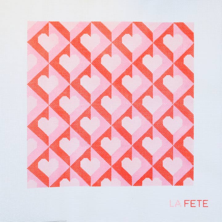 Red Heart Pillow Hand Painted Needlepoint Canvas - Valentine's Day Collection for wholesale by La Fete Needlepoint