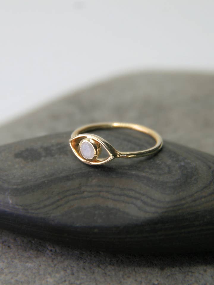 Anel Olho Mau em Ouro com Turquesa - Proteção por atacado de Heart and Lotus Sterling Silver Jewelry