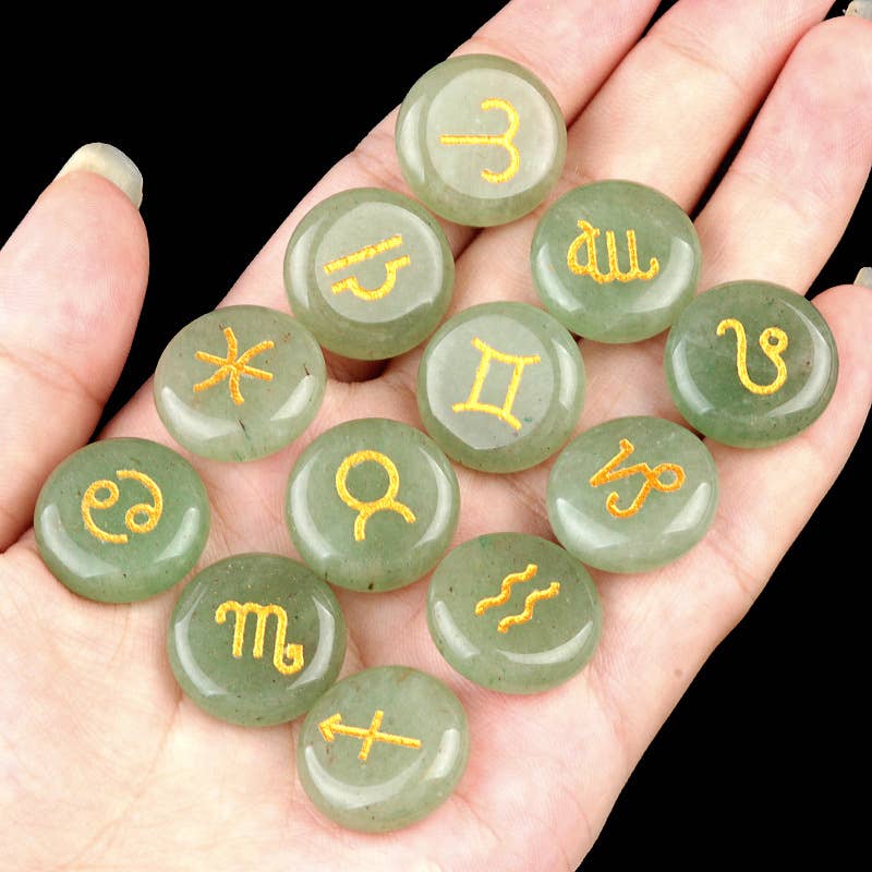 Gemcohub - Wholesale Spiritual Stone/Crystal - 12 Constellation Rune Aura Stone Christmas Gift3