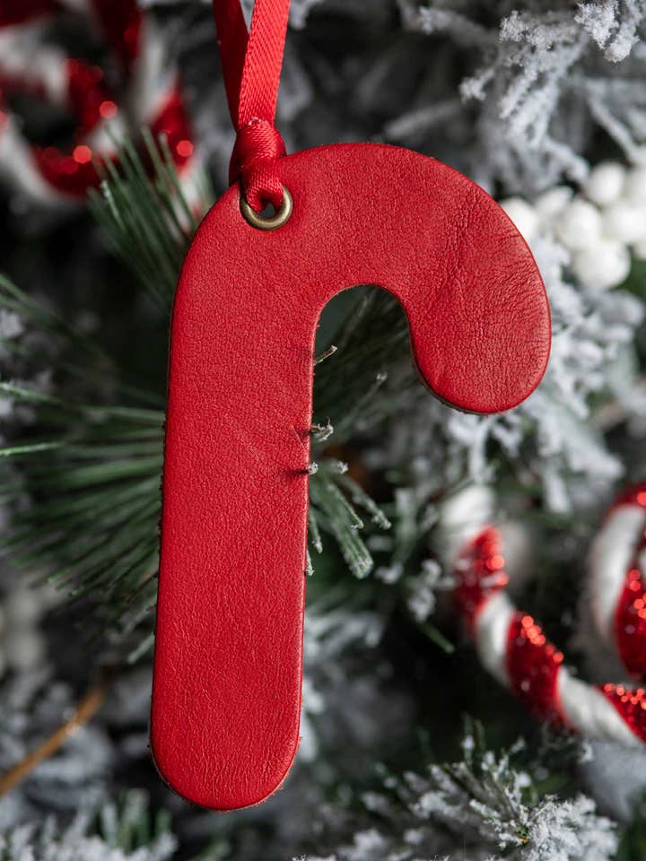 Candy Cane | Læder Ornament for engroshandel hos Leather Ornaments