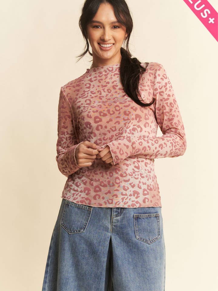 PLUS LEOPARDMÖNSTRAD STRUKTURERAD LAGER-TOPP för wholesale av Davi & Dani