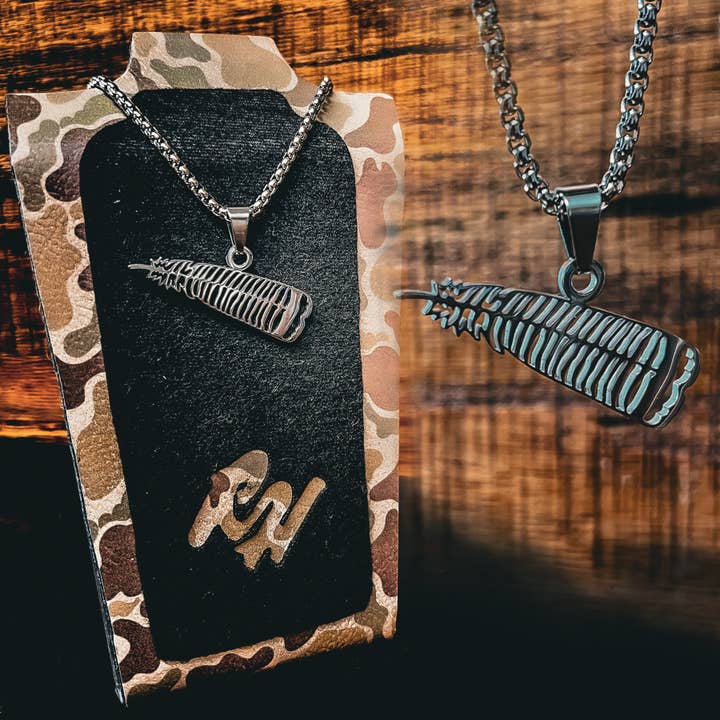 Ridge&Holler - Wholesale Pendant/Charm Necklace - Turkey Feather-Stainless Steel Necklace & Pendant
