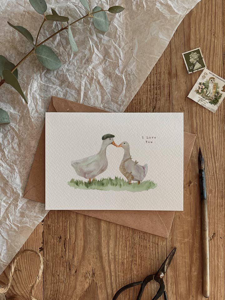 Countryside Couple Puddle Duck Love / Valentine's Day Card for wholesale by Brooke Marie