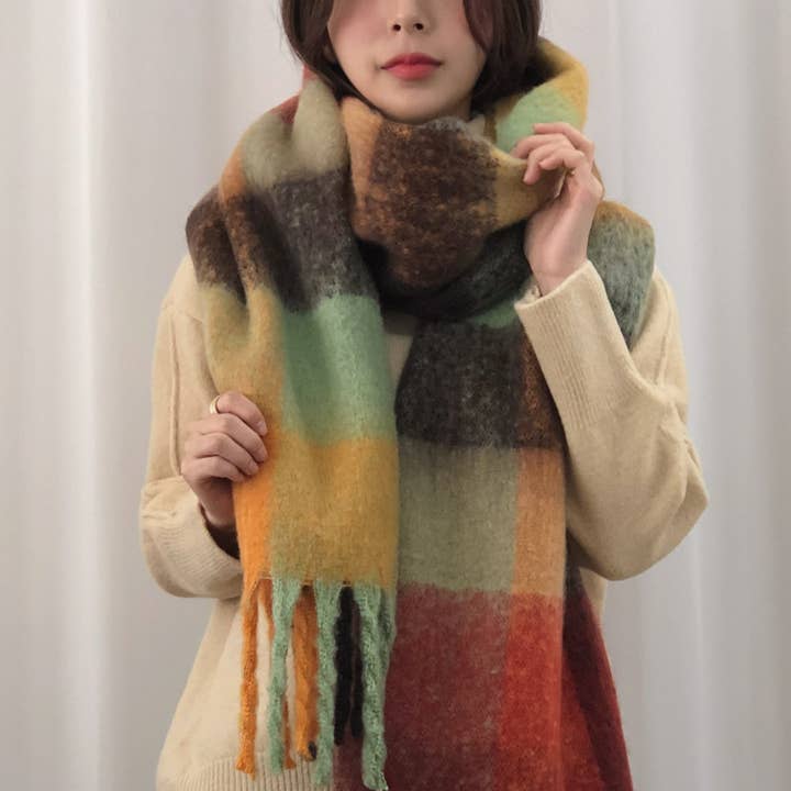 ACCITY - Wholesale Scarf - Women's - Colorful Tartan Scarf – Cozy Thick Winter Wrap_CWASC26936