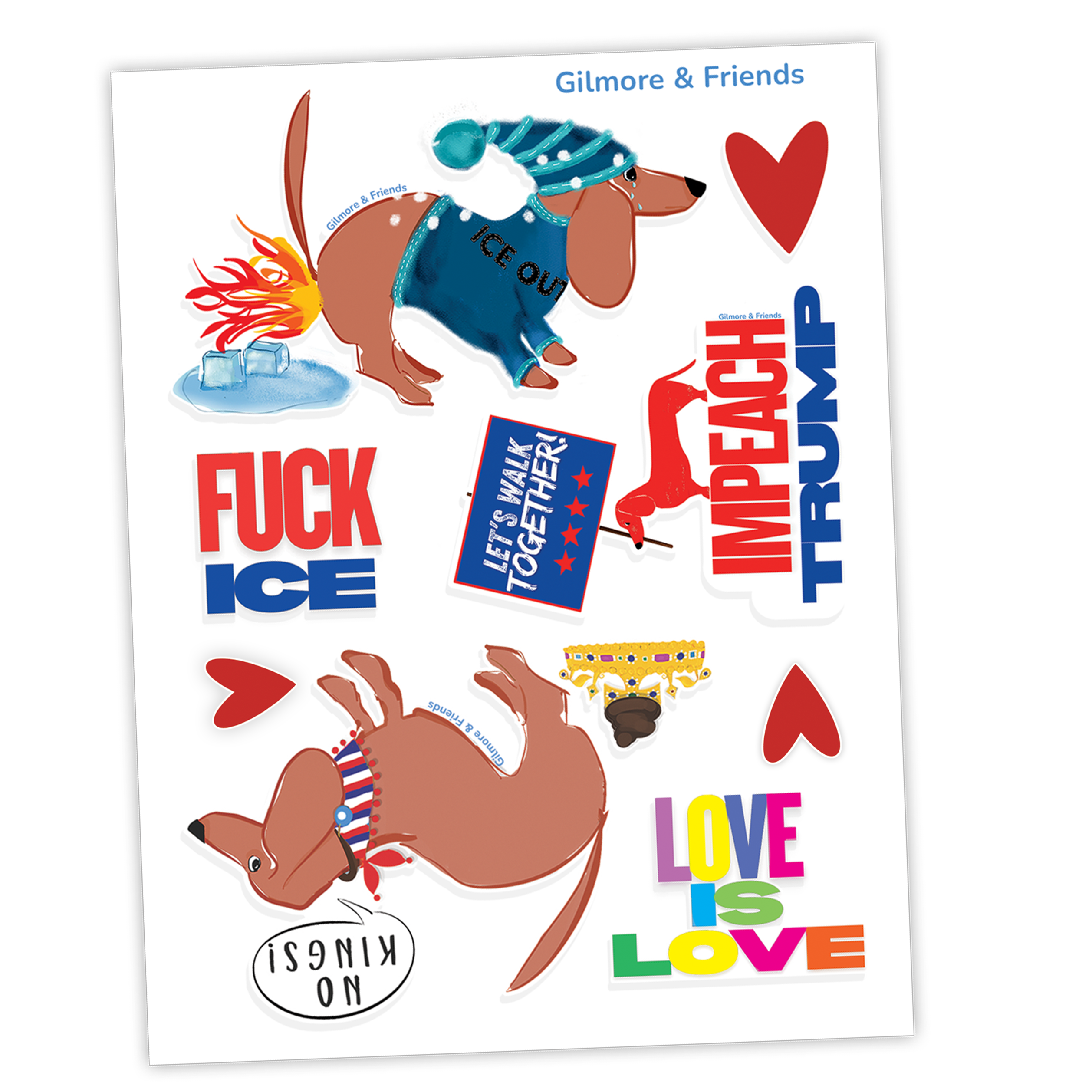 Gilmore & Friends - Wholesale Sticker - Political Protest Stickers - Sticker Sheet - Ice Out 1