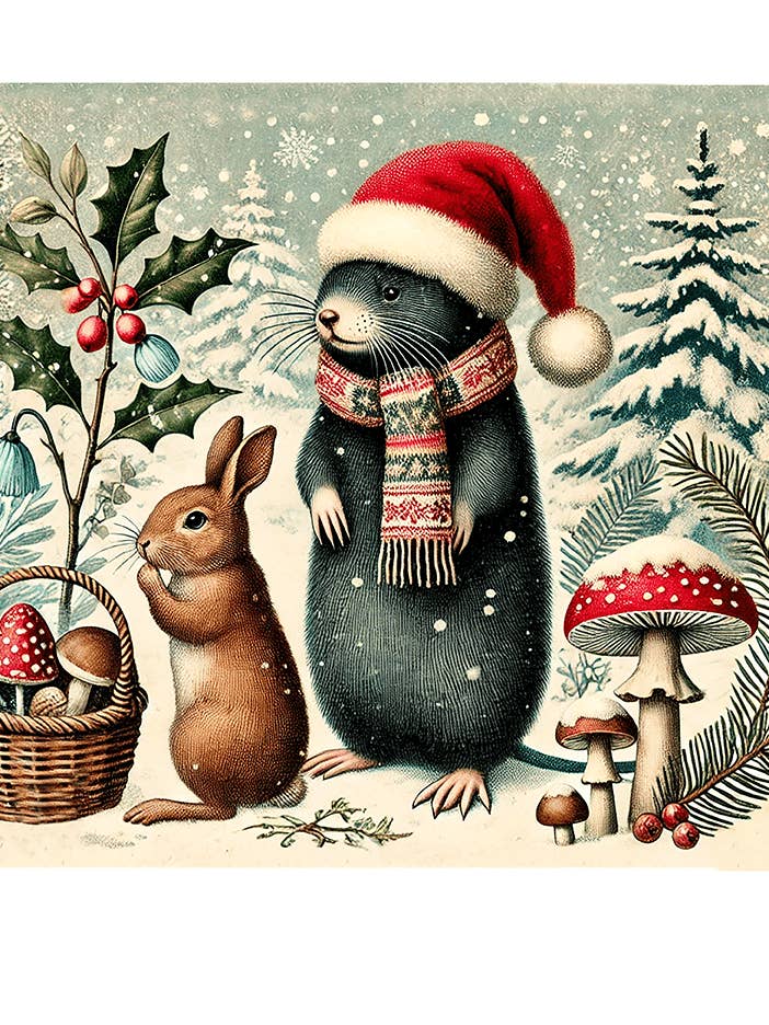 Christmas Greeting Card, Mole & Hare
for wholesale by Thistle and Tale Press