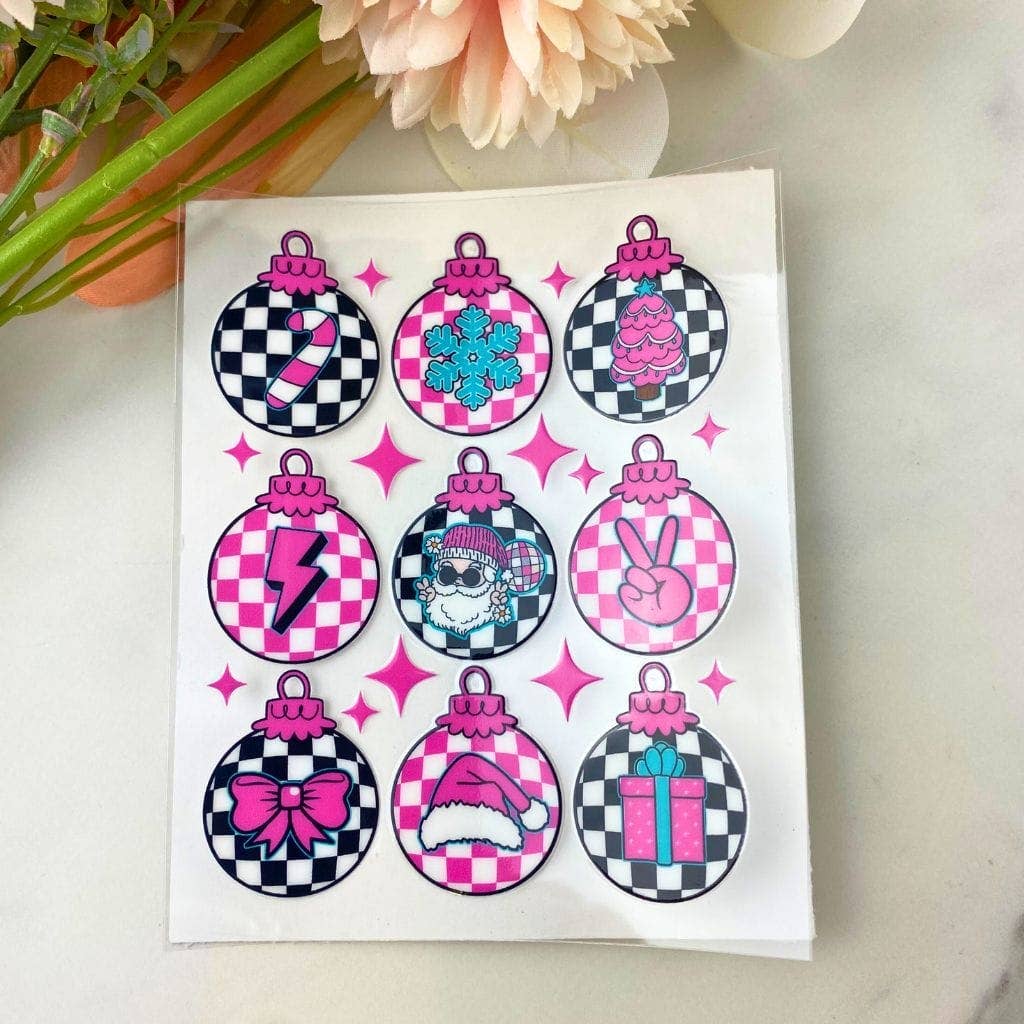 HKS Custom Designs – wholesale Klistermärke – Rutmönstrade prydnader | 4" UV DTF-dekal0