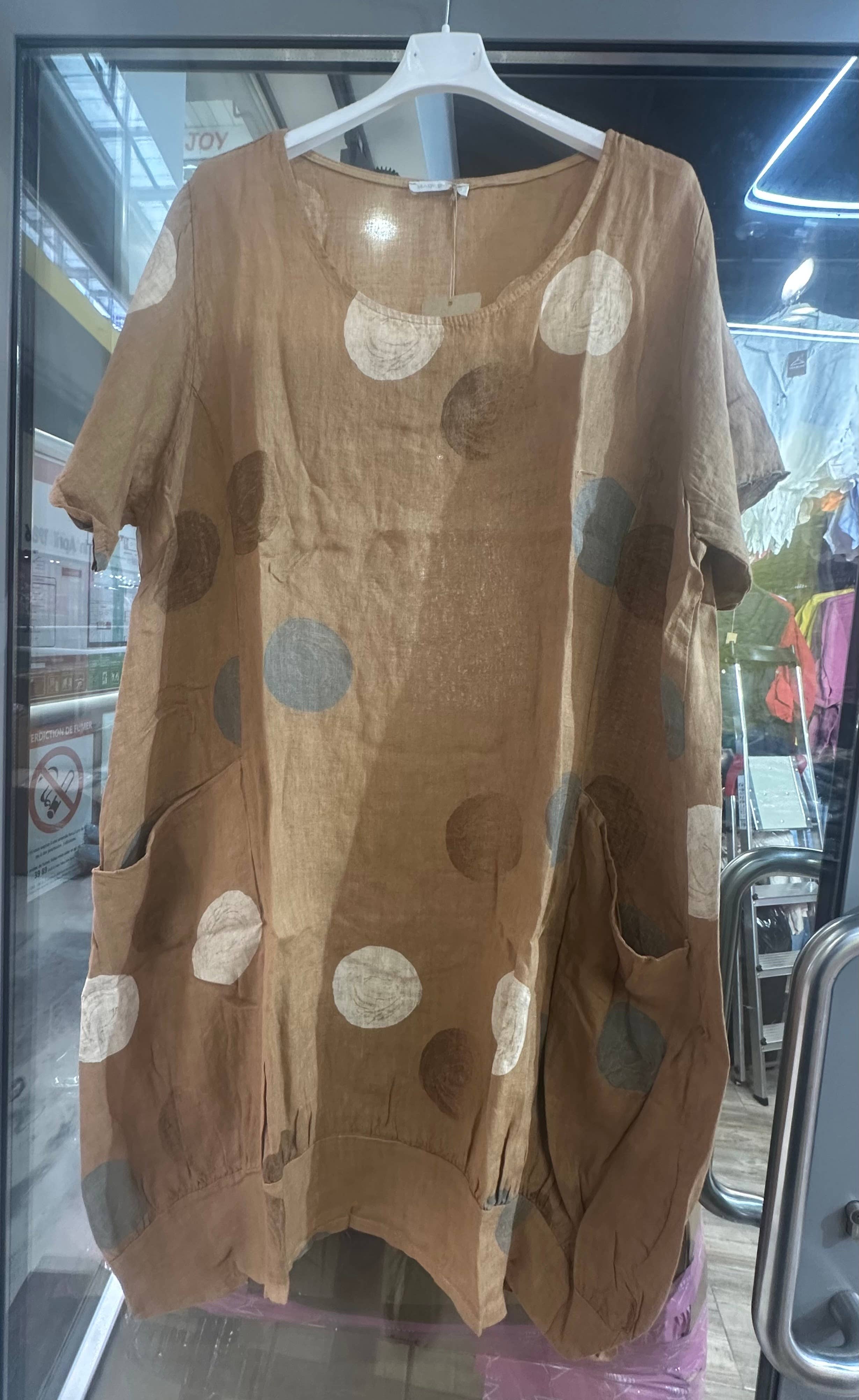 Lea & Luc - Grandes Tailles - Wholesale Dress - Women's - Plus size linen dress printed round SKU 48951