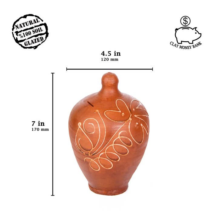 Hakan - Wholesale Money/Piggy Bank - Natural Clay Piggy Banks for Adults, Terracotta Coin Banks