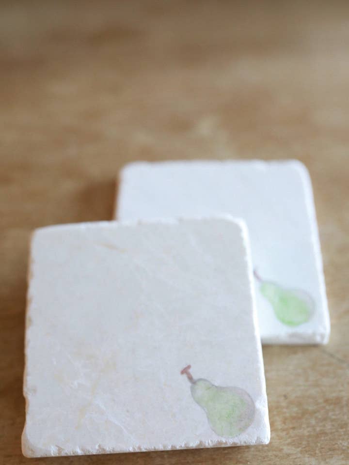 Conjunto de porta-copos de mármore pera por atacado de Lace, Grace & Peonies Marble Coasters