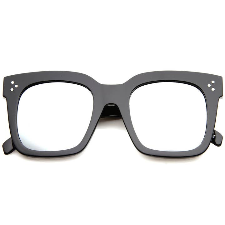 SPARE-SPECS, LLC - Wholesale Sunglasses - Women's - Bold Oversize Flat Mirror Lens Square Frame Horn Rimmed Sunglasses 50mm - A10019