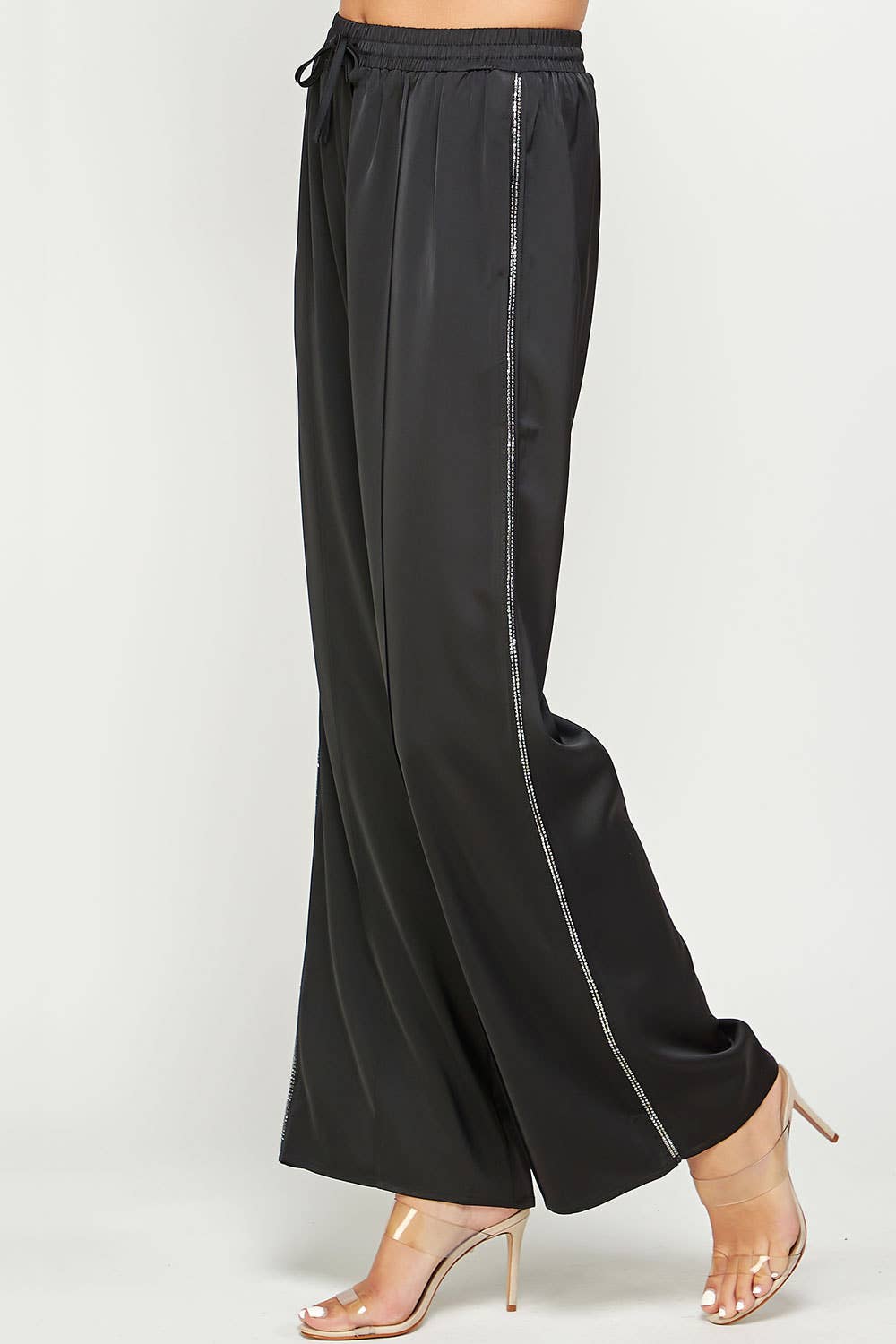 Strut & Bolt - Wholesale Pants - Women's - Rhinestone Trim Satin Track Pants7