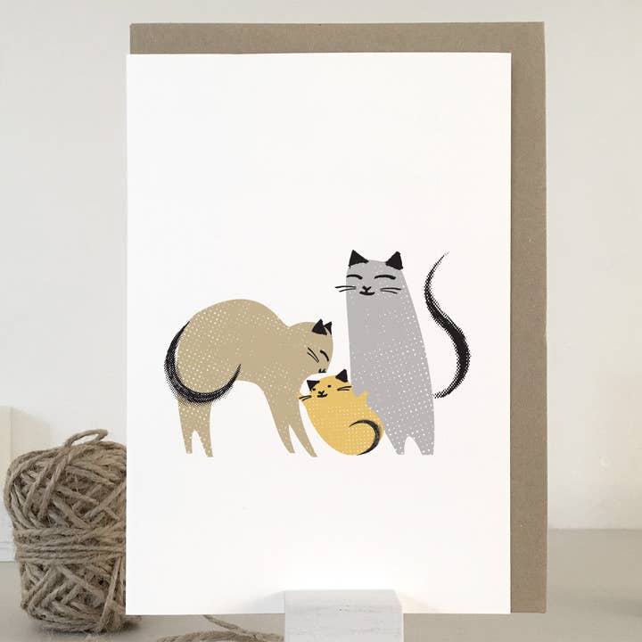 Tarjeta de bebé nuevo | Tarjeta de familia de gatos | Tarjeta de gatito | Baby Shower para venta al por mayor de Purpose & Worth etc