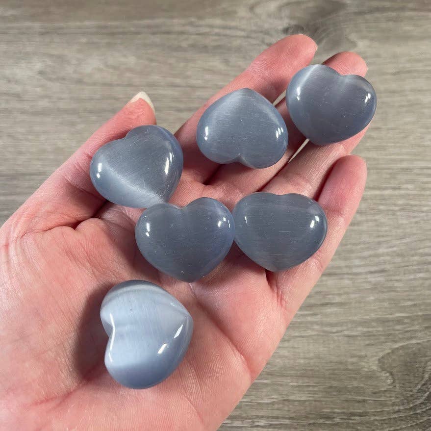 Keystone Crystals - Wholesale Spiritual stone/crystal - Fiber-Optic Cat's Eye Heart Puffy 1-Inch Wholesale Gemstone4