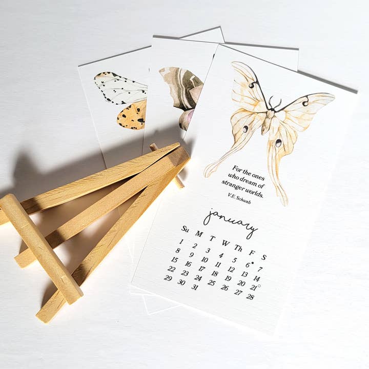 Lucky Dog Design Co. - Wholesale Calendar - Moths & Dreamy Book Quotes 2026 Desk Calendar9