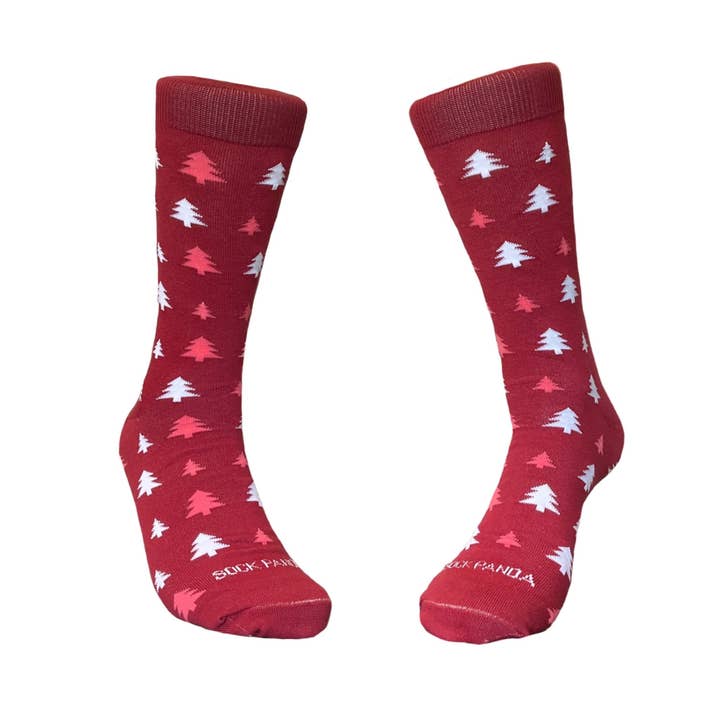 Winter Holiday Tree Patterned Socks from the Sock Panda for wholesale by Sock Panda