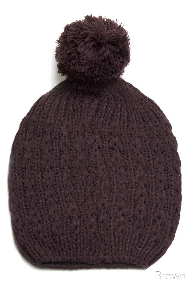 Hana - Wholesale Beanie - Women's - Solid Knit Pom Beanie Winter Hat0