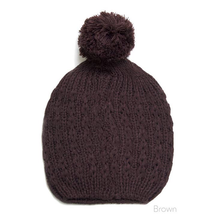 Hana - Wholesale Beanie - Women's - Solid Knit Pom Beanie Winter Hat