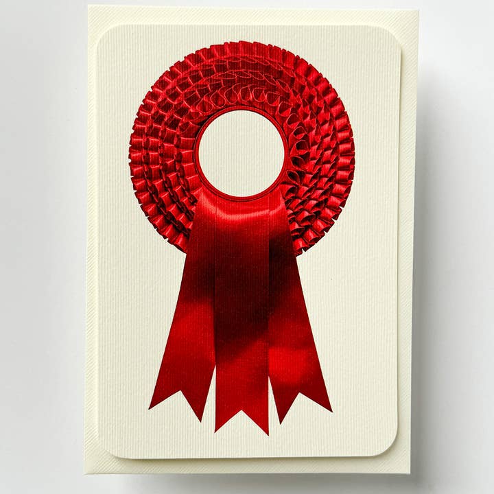 Canonbury Press - Wholesale Birthday Card - Regal Red Rosette Greeting Card