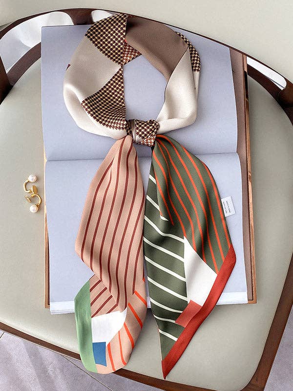 ShieldChic – wholesale Halsduk - Dam – Urban Silk Imitation Randig tryckt halsduk0