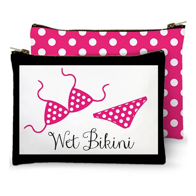 Mariasch Studios - Venta al por mayor Bolso pequeño - Mujer - Bolsa con cremallera Bikini húmedo (negro y rosa)