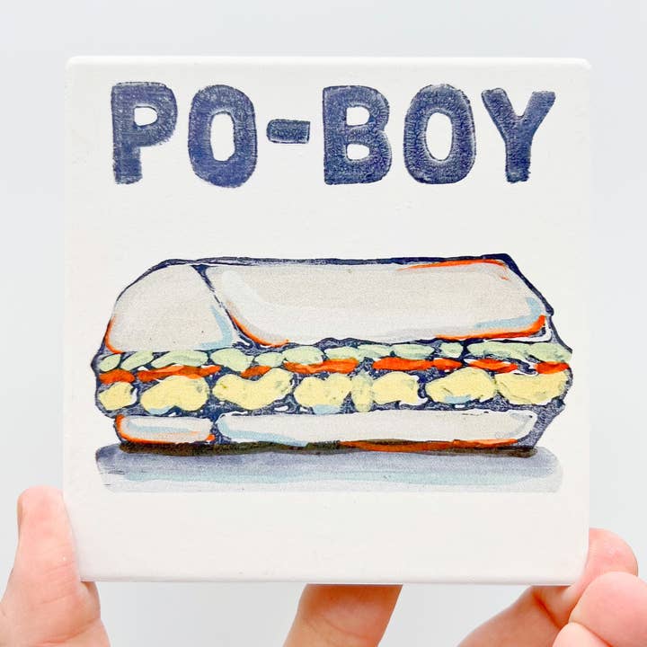 Po-Boy Coaster - New Orleans Food Fun Absorbent Stone Decor for wholesale by Home Malone
