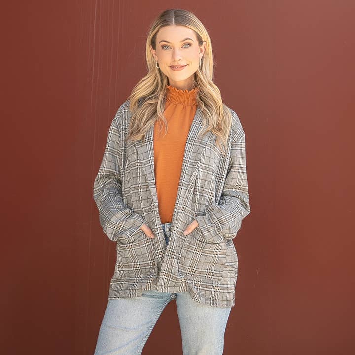 Plaided Blazer with pockets for wholesale by Les Amis