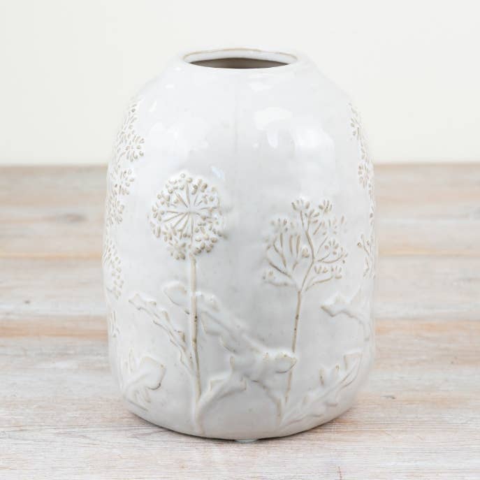 Embossed Flower Vase, 19.5cm for wholesale by Gainsborough Giftware x Portland Living