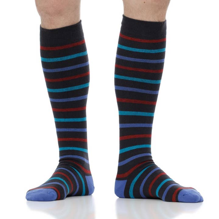 Black Gemstone 15-20 mmHg Merino Wool Compression Socks: Simple Stripe for wholesale on Faire