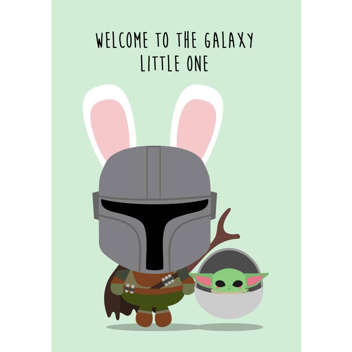 Welcome to the galaxy Mandalorian and Yoda Postcard for wholesale by Studio Inktvis