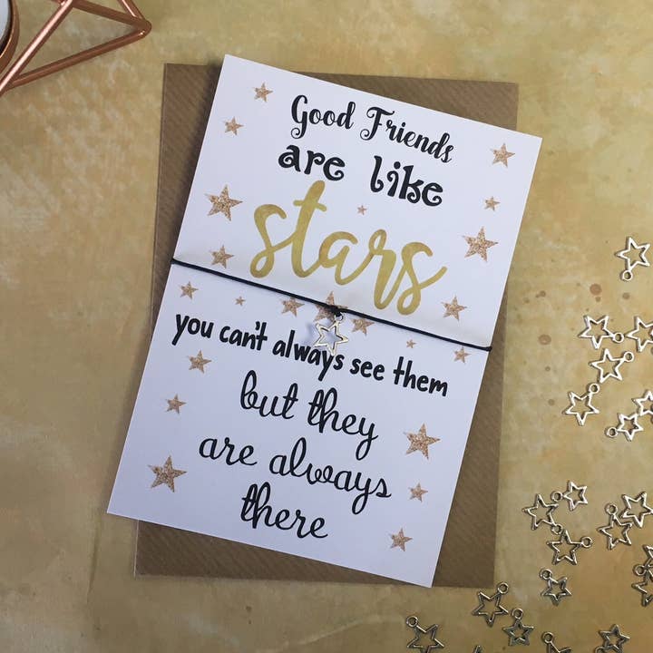 A6 Postcard Print - Good Friends Are Like Stars for wholesale by Dios Designs