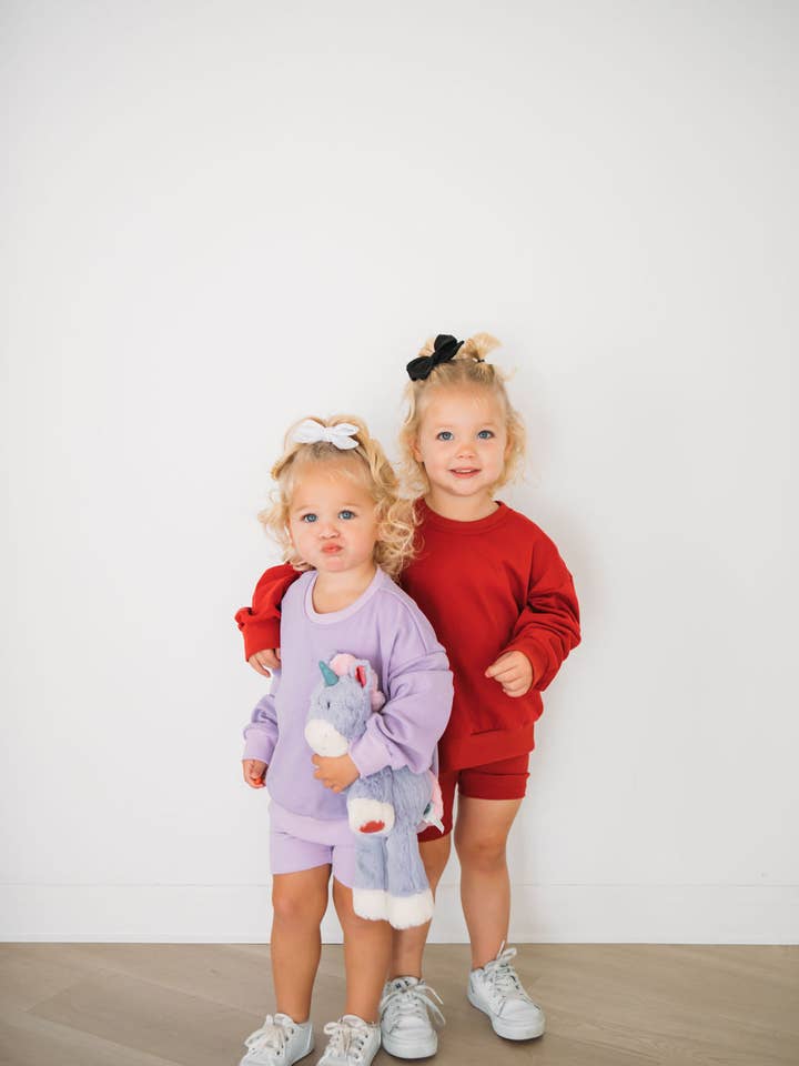 PURPLE Lightning Bolt Sweatshirt Set for wholesale by rainbow + co