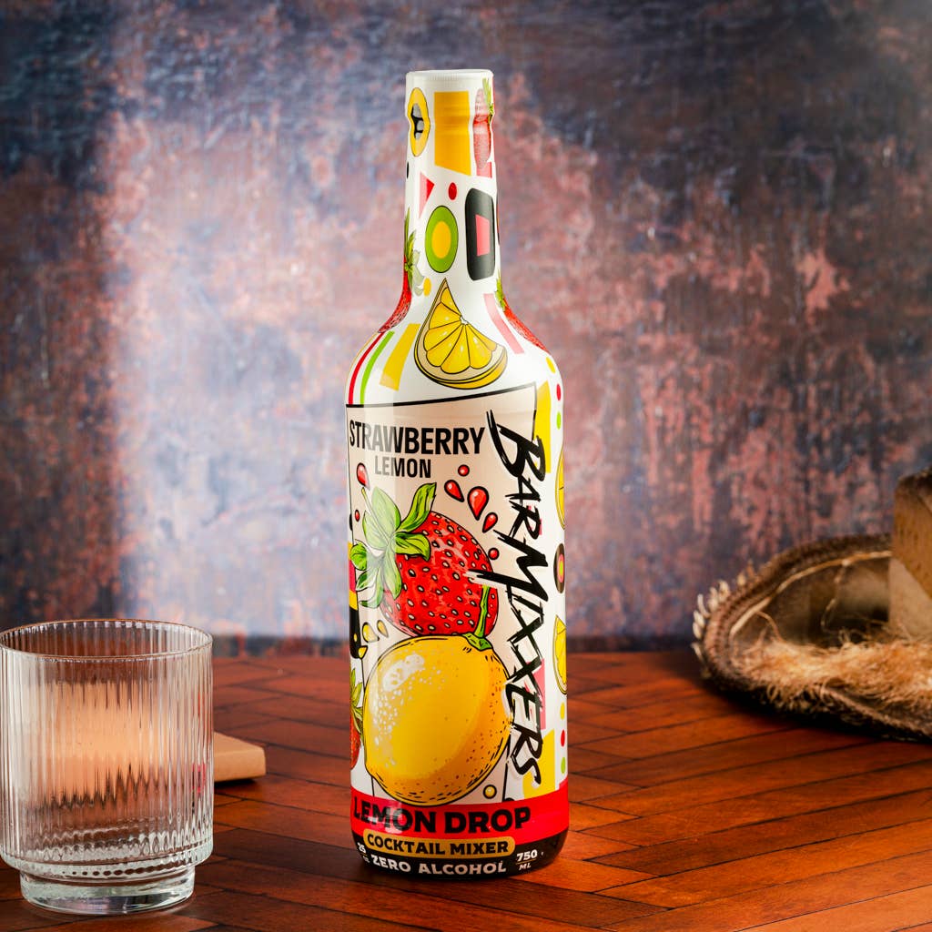 Bar Mixxers - Wholesale Cocktail Mix/Syrup - Strawberry Lemon Drop Syrup- Premium Beverage Mix.