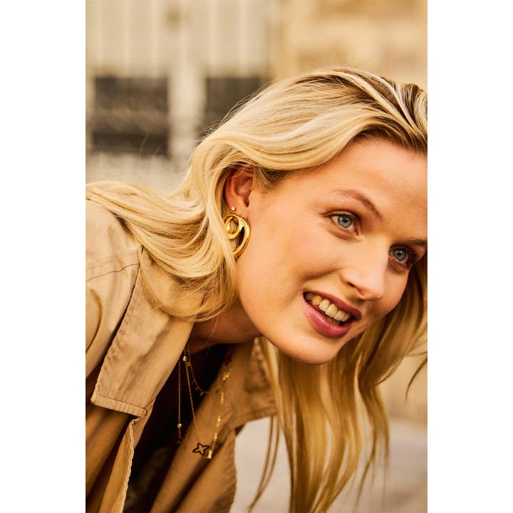 BELLISSIMA BIJOUX - Wholesale Dangle Earrings - Intertwined circle earrings in stainless steel1