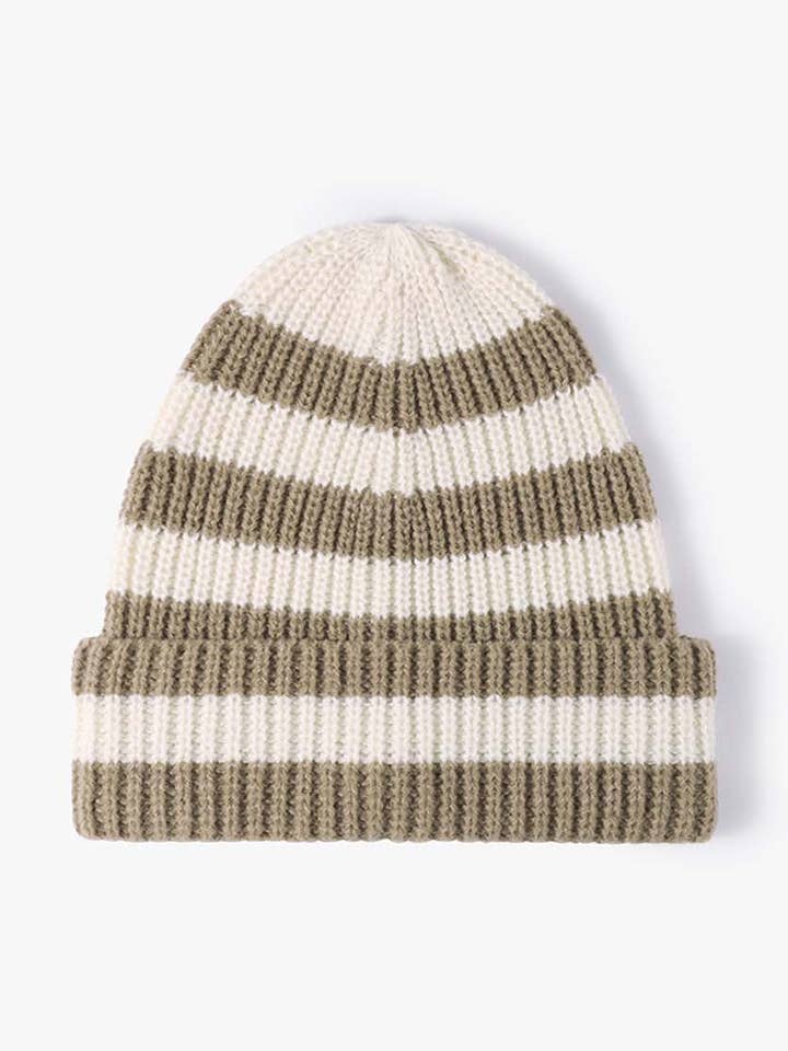 Berretto alla moda a righe con blocchi di colore e polsino spesso DP25F637 per la vendita all'ingrosso da parte di Dipped Shop