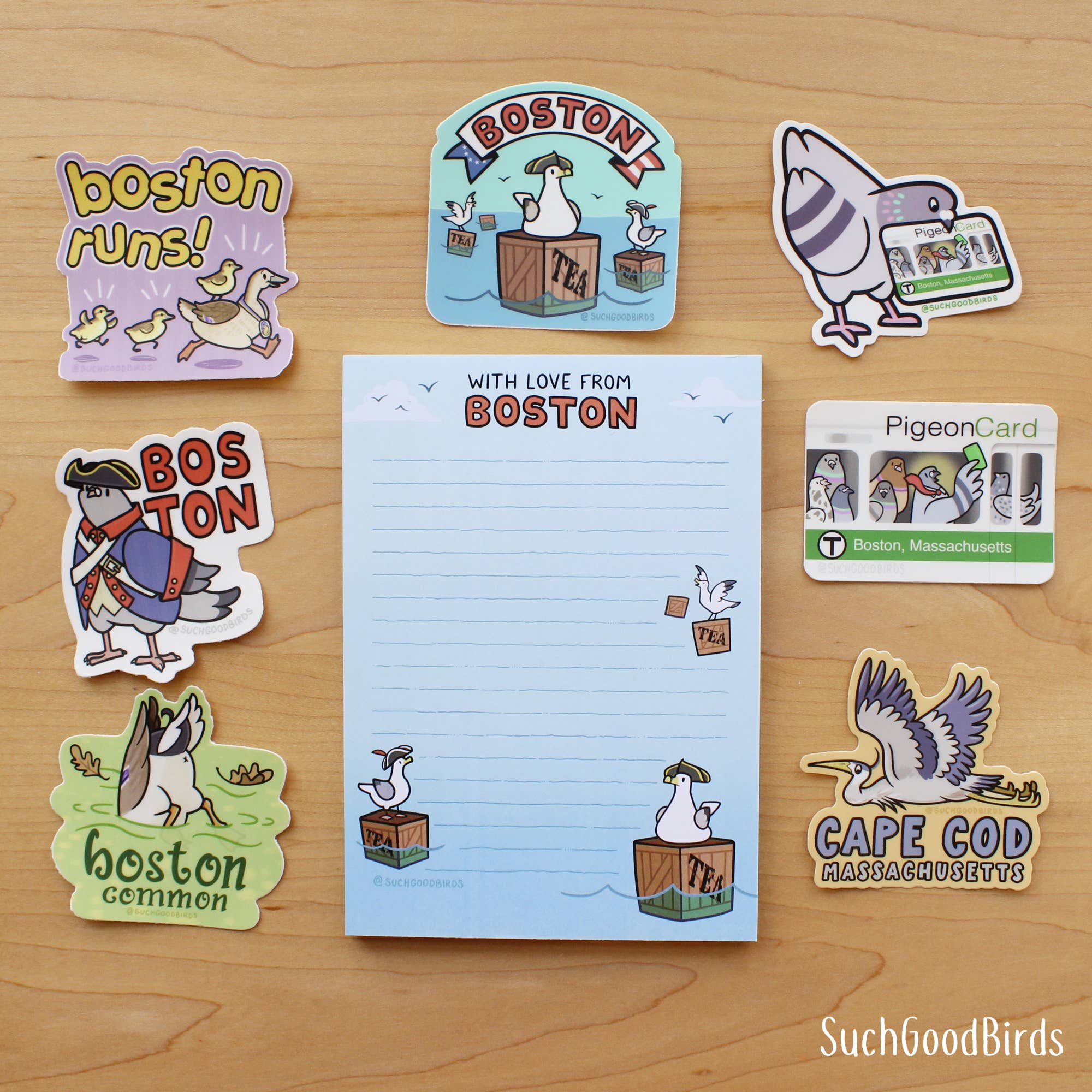 Such Good Birds - Wholesale Notepad - Boston Seagull Tea Party 5"x7" Note Pad - Love From Boston7