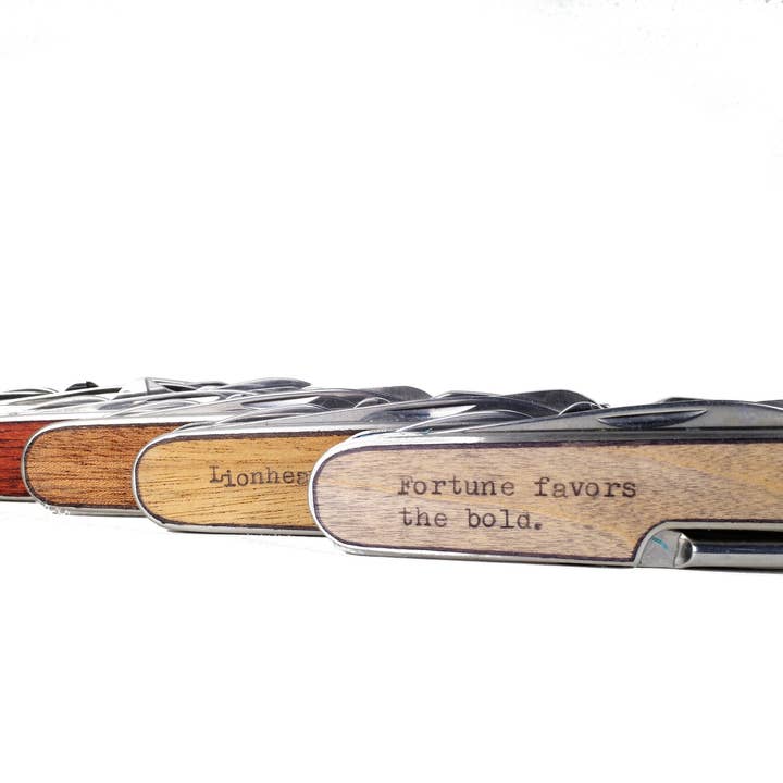 Resolute Star - Wholesale Pocket Knife/Holder - Heavyweight Swiss Army Knife Multi-tool, Mahogany Wood